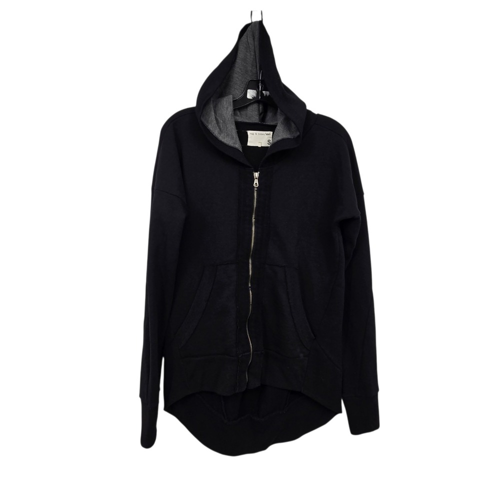 Rag & Bone Full Zip Hoodie Sweatshirt Womens S Black Classic Minimalist Capsule
